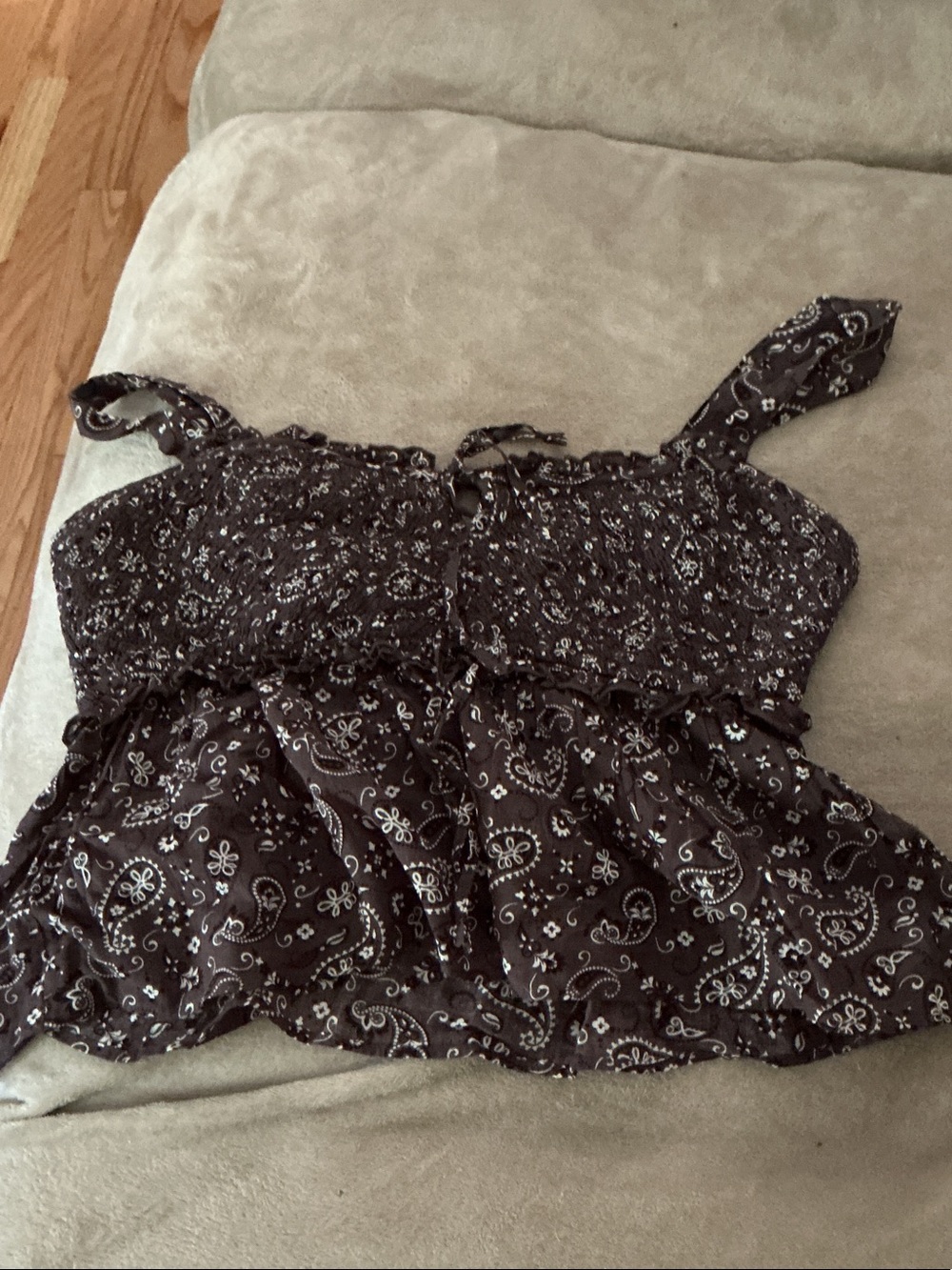 American Eagle Outfitters Brown Paisley Smocked Camisole